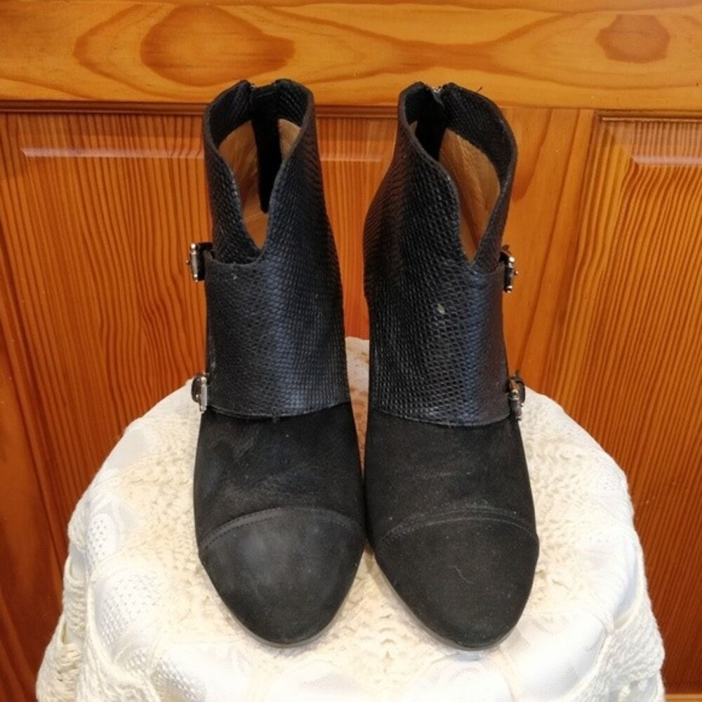 Coach Black Booties Tina Monk Strap Buckle  8.5 B - Picture 2 of 8